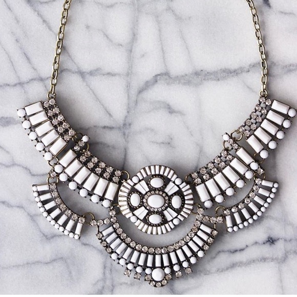 White Marble Statement Necklace - Picture 2 of 5